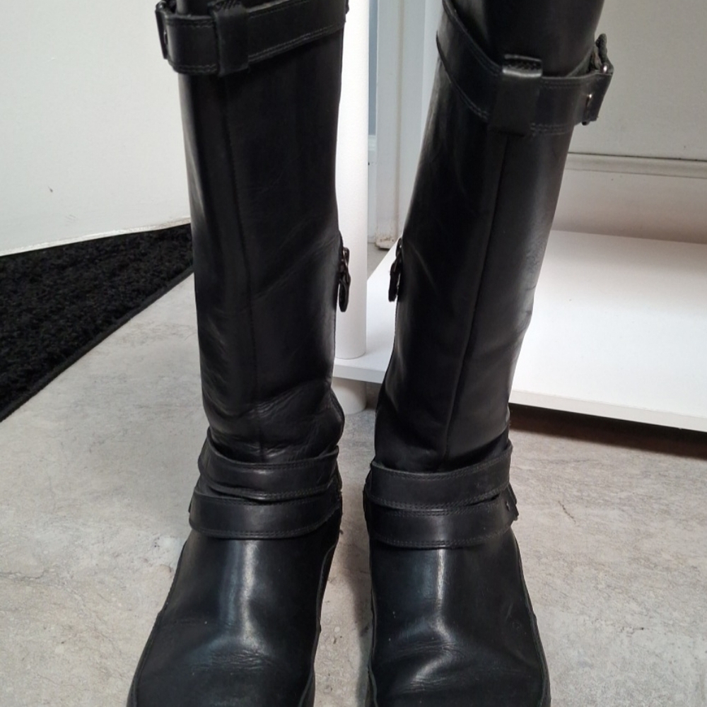 North face women Camryn black leather riding boots waterproof size 8.5 - Picture 2 of 9